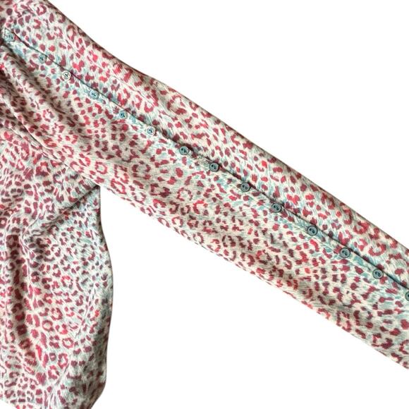 J McLaughlin Animal Print Lightweight Sweater Large Red & Blue Catalina Cloth - Picture 4 of 8